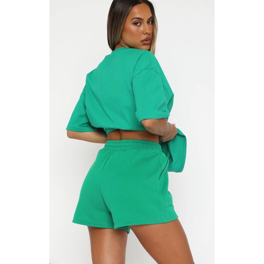 White Fox Boutique Offstage Lounge Set Amazon Green Hoodie and Shorts S/M NWT - Picture 6 of 6